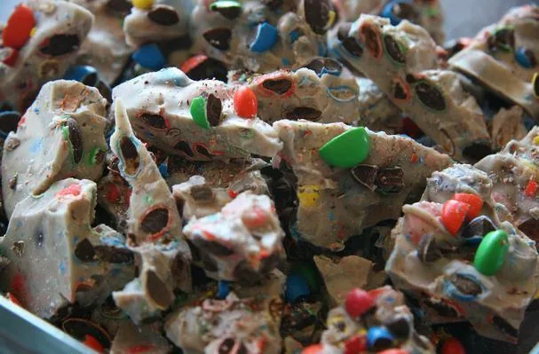 M&M witte chocolade bark