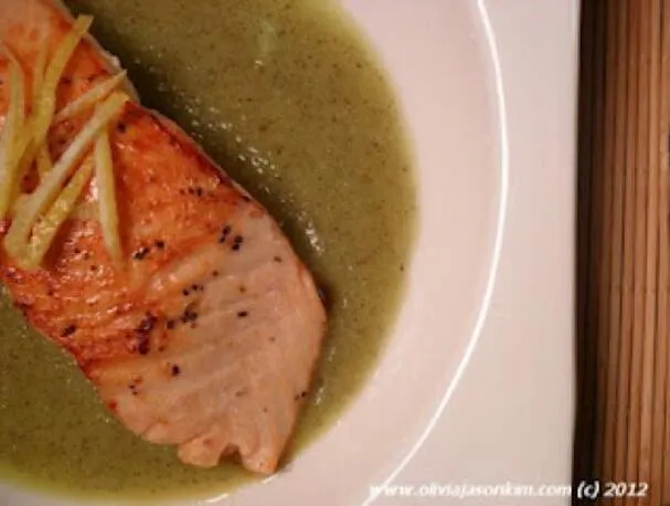 Zalm op kiwi- en citroenpuree