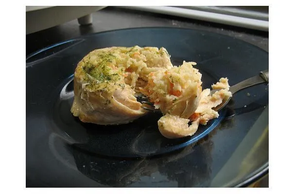 Zalm gevuld met drie kazen